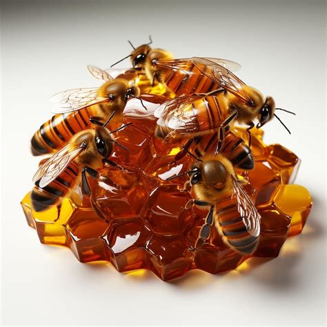 Premium AI Image | 3d Model Honeycomb Bee Swarm Clean White Background