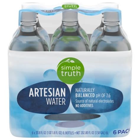 Simple Truth Artesian Bottled Water 6 Bottles 1 Liter Kroger