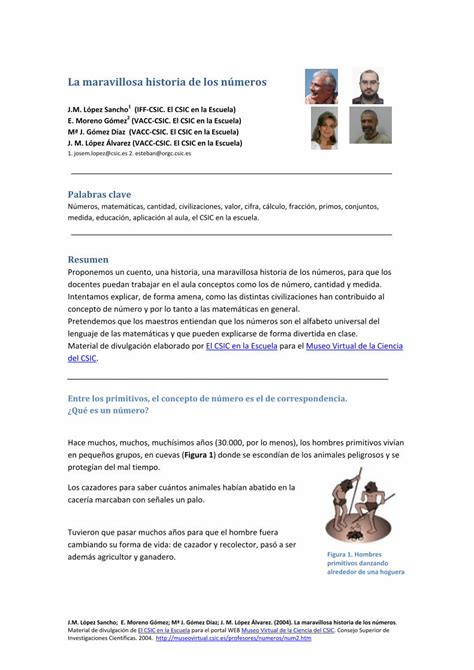 Pdf La Maravillosa Historia De Los Números Material De Divulgación