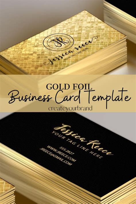 gold foil business card mockup with black and white paper on the bottom, and gold foil