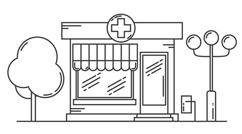 Pharmacy building line medicine concept. Architectural form 2981837 ...