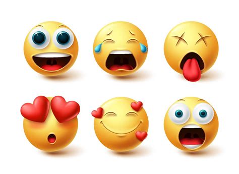 Emoji Im Liebesgesichtsvektorsatz Emoticon Gl Cklich Verliebt Und