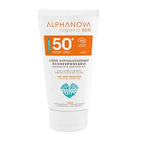 Crème Solaire Visage Bio SPF 50 ALPHANOVA SUN Très Haute Protection