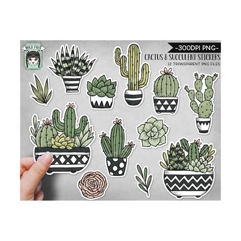 PRINTABLE Cactus Succulent Sticker Files PNG File Succulent Inspire