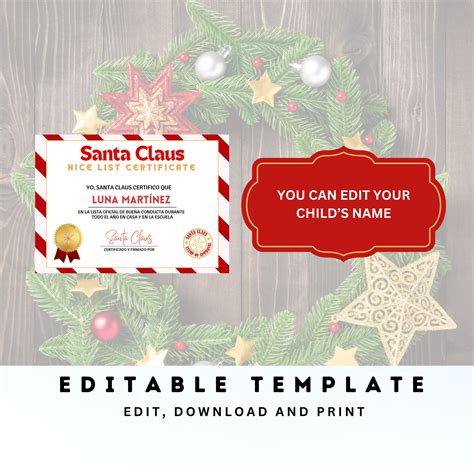 Editable Bundle Letter From Santa In Spanish Nice List Certificate Christmas List For Santa