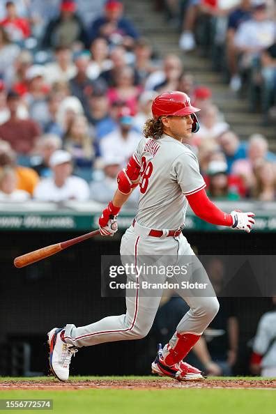 Alec Bohm Of The Philadelphia Phillies Hits A Single In The Second