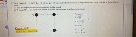 Solved Three Charges Q1 4 0μc Q2 5 0μc And Q3 6 0μc Is