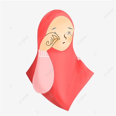 Hijab Sad PNG Image, Sad Girl In Fuchsia Hijab, Sad, Girl, Hijab PNG Image For Free Download