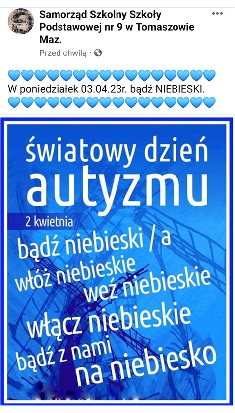 Wiatowy Dzie Wiadomo Ci Autyzmu Szkola Podstawowa Nr