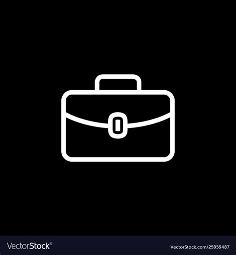 Briefcase Line Icon On Black Background Black Vector Image