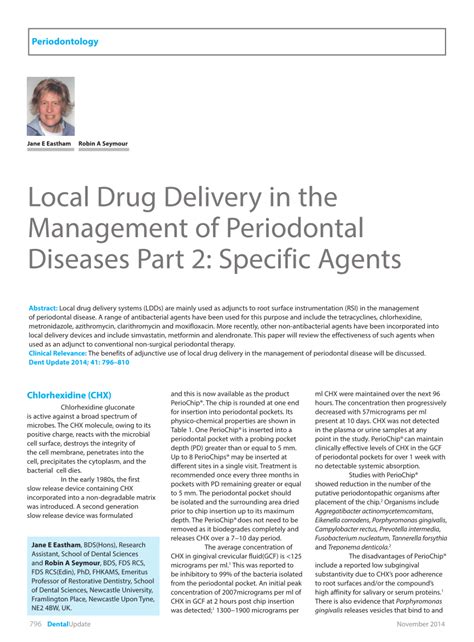 Pdf Local Drug Delivery In The Management Of Periodontal Diseases