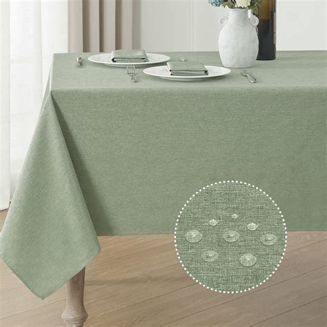 Veblandy Rectangle Tablecloth Linen Textured Waterproof & Stain