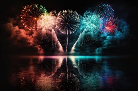 Premium AI Image | Nighttime background of a colorful fireworks display ...