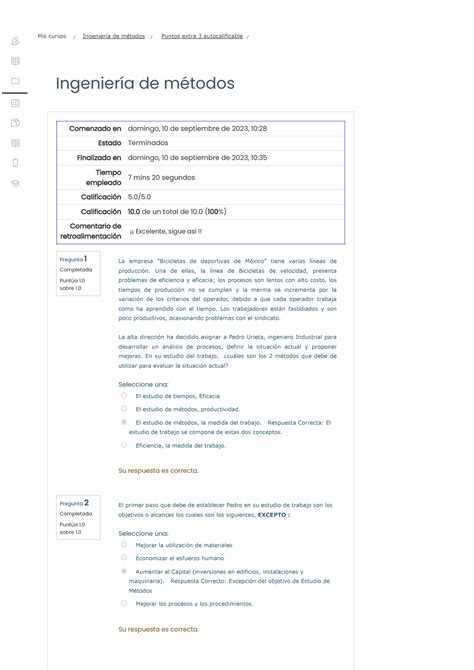 Puntos extra 3 autocalificable Ingenieria de metodos Ingeniería de