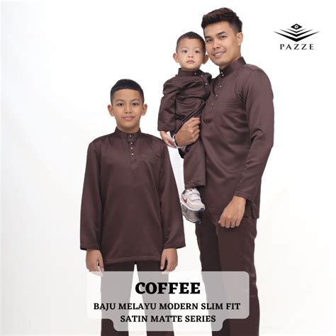 Pazze SET SEDONDON Baju Melayu Modern Slim Fit Coffee Shopee