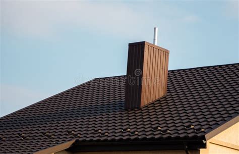 Brown Metal Tile Roof. Roof Metal Sheets. Modern Types of Roofing ...