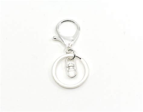 Lobster Clip Keyring Bright Silver Plated The Whimsical Bead