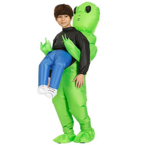 Kids Inflatable Green Alien Costume Girls Boys Halloween Costumes Funny