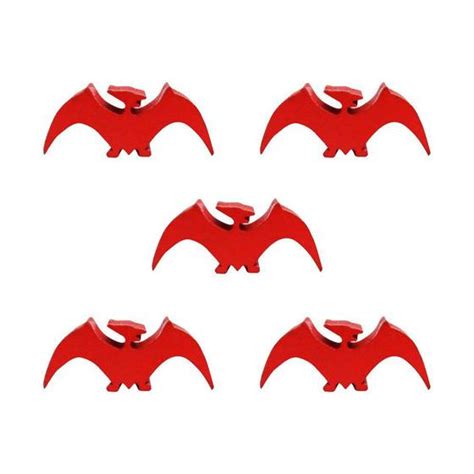 5 Meeples Dinossauros Pterodactilo De Madeira 33x13x9mm Vermelho