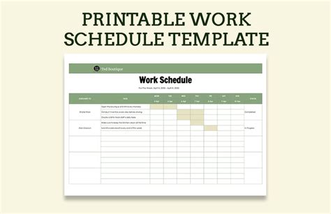 Excel Daily Work Schedule Template