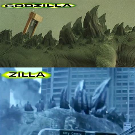 Godzilla 1998 And Zilla 2004 Dorsal Plates Godzilla Know Your Meme