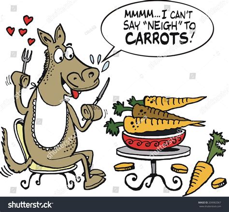 Vector Cartoon Of Hungry Horse Eating Plate Of Carrots - 209982067 : Shutterstock