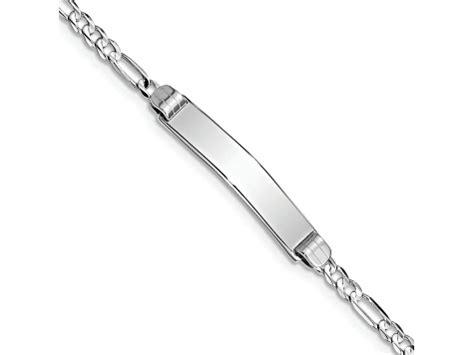 Rhodium Over 14k White Gold Figaro Link ID Bracelet 116FXA JTV