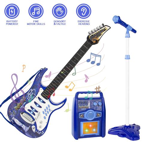 Imeshbean Kids Electric Guitar Kit Toy Play Set With Microphone Amp