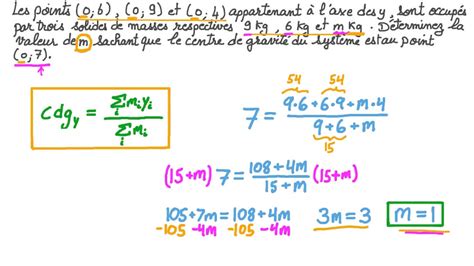 Vidéo question Détermination des masses discrètes inconnues étant