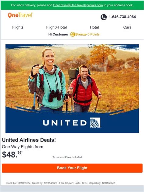 onetravel united airlines deals fly   milled