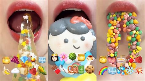 Asmr 2HOUR EMOJI FOOD CHALLENGE DESSERT MUKBANG SATISFYING RELAXING 2