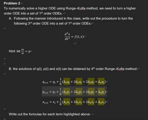 Solved Problem To Numerically Solve A Higher Ode Using Chegg