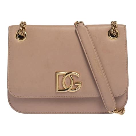 Dolce And Gabbana Beige Lizard Embossed Leather Crystal Dg Logo Medium