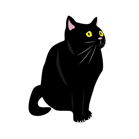 gato preto senta se e desvia o olhar ilustração vetorial 12682169