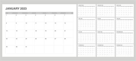 Calendrier Simple 2023 Commence Le Dimanche 12821693 Art Vectoriel Chez