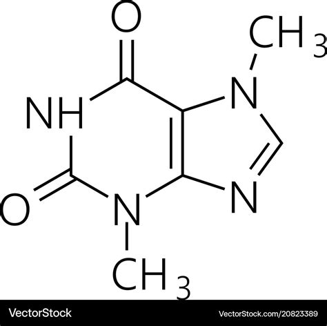 Caffeine molecule simple chemical skeletal Vector Image