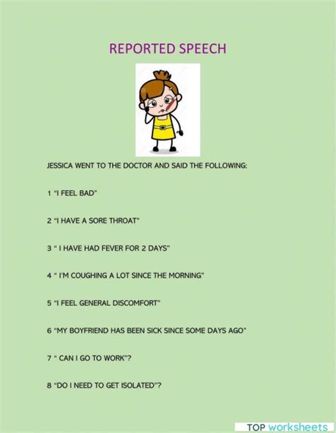 REPORTED SPEECH. Interactive worksheet | TopWorksheets