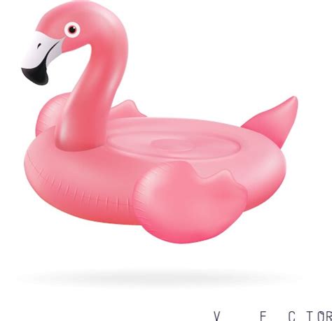 3d pink flamingo inflatable pool ring Royalty Free Vector