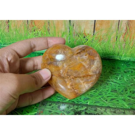 Jual Natural Yellow Hematoid Golden Healer Quartz Heart Jakarta