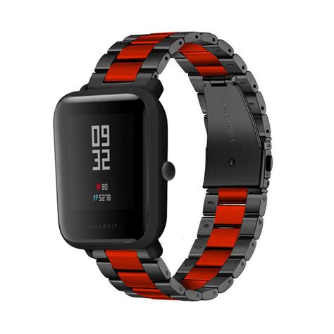 Xiaomi Amazfit Bip Stalen Band Zwart Rood Smartwatchbanden Nl