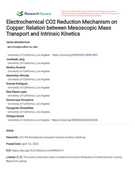 Pdf Electrochemical Co2 Reduction Mechanism On Copper Relation