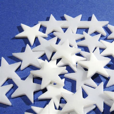 20 White Stained Glass Stars 1 Inch Precut Mosaic Glass Etsy