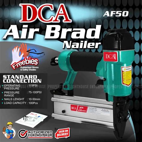 DCA 8mm 5 7bar Air Brad Nailer AF 50 W FREE Gloves Safety Shades