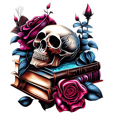 Realistic Gothic Skull Book Stack Digital Painting · Creative Fabrica