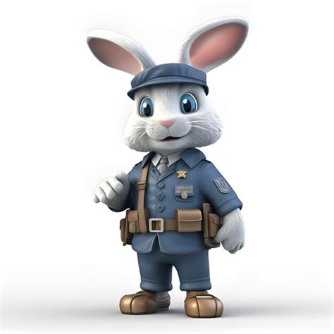 Premium AI Image | 3D Render of a Cartoon Bunny with police hat and ...