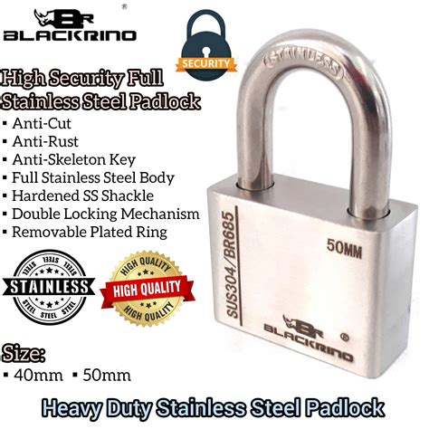 QUALITY SOLID HEAVY DUTY FULL STAINLESS STEEL SS304 SECURITY PADLOCK ...