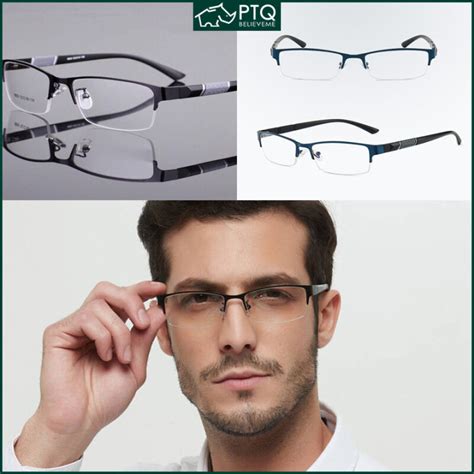 Myopia Glasses Anti Blue Light Eyeglasses Men S Business Half Frame