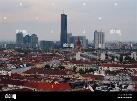 Skyscrapers in downtown Vienna, Austria on a summer evening Stock Photo ...