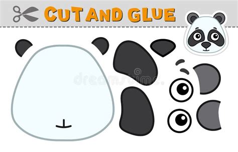 Cut Out Applique And Glue A Panda Bear Head Vector Illustration Paper