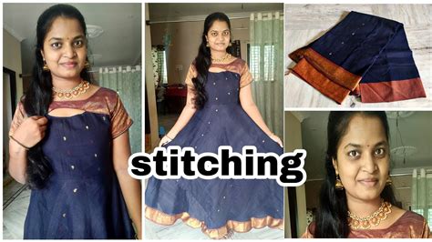 Turn Your Pattu Saree Into Long Dress Stitching Part 2 Convert Saree Into Dress Youtube